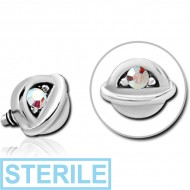 STERILE SURGICAL STEEL JEWELLED ATTACHMENT FOR 1.6MM INTERNALLY THREADED PINS - HALF OPEN EYE