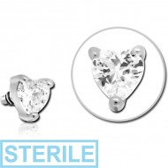 STERILE SURGICAL STEEL JEWELLED ATTACHMENT FOR 1.6MM INTERNALLY THREADED PINS - HEART