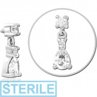 STERILE SURGICAL STEEL JEWELLED ATTACHMENT FOR 1.6MM INTERNALLY THREADED PINS
