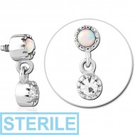 STERILE SURGICAL STEEL SYNTHETIC OPAL JEWELLED ATTACHMENT FOR 1.6MM INTERNALLY THREADED PINS