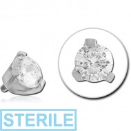 STERILE SURGICAL STEEL PRONG SET JEWELLED ATTACHMENT FOR 1.6MM INTERNALLY THREADED PINS - ROUND PIERCING