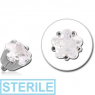 STERILE SURGICAL STEEL PRONG SET JEWELLED ATTACHMENT FOR 1.6MM INTERNALLY THREADED PINS - ROUND PIERCING