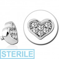 STERILE SURGICAL STEEL JEWELLED ATTACHMENT FOR 1.6MM INTERNALLY THREADED PINS - HEART