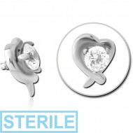 STERILE SURGICAL STEEL JEWELLED ATTACHMENT FOR 1.6MM INTERNALLY THREADED PINS - HEART