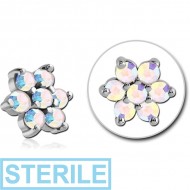 STERILE SURGICAL STEEL JEWELLED ATTACHMENT FOR 1.6MM INTERNALLY THREADED PINS - FLOWER