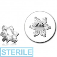 STERILE SURGICAL STEEL JEWELLED ATTACHMENT FOR 1.6MM INTERNALLY THREADED PINS - FLOWER