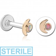 STERILE 14K GOLD JEWELLED ATTACHMENT WITH SURGICAL STEEL INTERNALLY THREADED MICRO LABRET PIN -FLOWER