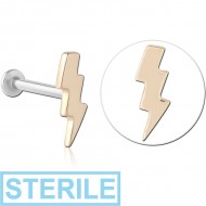 STERILE 14K GOLD ATTACHMENT WITH SURGICAL STEEL INTERNALLY THREADED MICRO LABRET PIN