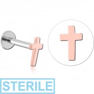 STERILE 14K ROSE GOLD ATTACHMENT WITH SURGICAL STEEL INTERNALLY THREADED MICRO LABRET PIN