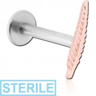 STERILE 14K ROSE GOLD ATTACHMENT WITH SURGICAL STEEL INTERNALLY THREADED MICRO LABRET PIN