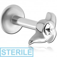STERILE SURGICAL STEEL INTERNALLY THREADED JEWELLED MICRO LABRET