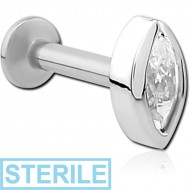 STERILE SURGICAL STEEL INTERNALLY THREADED JEWELLED MICRO LABRET PIERCING
