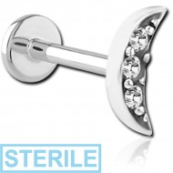 STERILE SURGICAL STEEL INTERNALLY THREADED JEWELLED MICRO LABRET PIERCING