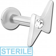 STERILE SURGICAL STEEL INTERNALLY THREADED JEWELLED MICRO LABRET PIERCING
