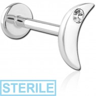 STERILE SURGICAL STEEL INTERNALLY THREADED JEWELLED MICRO LABRET PIERCING