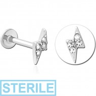 STERILE SURGICAL STEEL INTERNALLY THREADED JEWELLED MICRO LABRET PIERCING