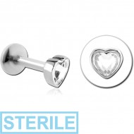 STERILE SURGICAL STEEL INTERNALLY THREADED JEWELLED MICRO LABRET