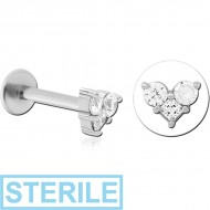 STERILE SURGICAL STEEL INTERNALLY THREADED JEWELLED MICRO LABRET