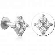 STERILE SURGICAL STEEL INTERNALLY THREADED JEWELLED MICRO LABRET