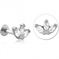 STERILE SURGICAL STEEL INTERNALLY THREADED JEWELLED MICRO LABRET
