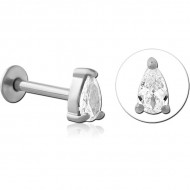 STERILE SURGICAL STEEL INTERNALLY THREADED JEWELLED MICRO LABRET - DROP