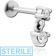 STERILE SURGICAL STEEL INTERNALLY THREADED JEWELLED MICRO LABRET PIERCING