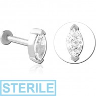 STERILE SURGICAL STEEL INTERNALLY THREADED JEWELLED MICRO LABRET PIERCING