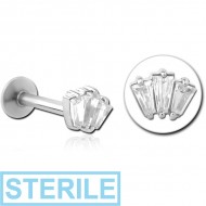 STERILE SURGICAL STEEL INTERNALLY THREADED JEWELLED MICRO LABRET PIERCING