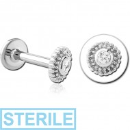 STERILE SURGICAL STEEL INTERNALLY THREADED JEWELLED MICRO LABRET