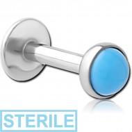 STERILE SURGICAL STEEL INTERNALLY THREADED JEWELLED MICRO LABRET PIERCING