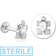 STERILE SURGICAL STEEL INTERNALLY THREADED JEWELLED MICRO LABRET PIERCING