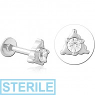 STERILE SURGICAL STEEL INTERNALLY THREADED JEWELLED MICRO LABRET PIERCING