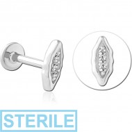 STERILE SURGICAL STEEL INTERNALLY THREADED JEWELLED MICRO LABRET PIERCING
