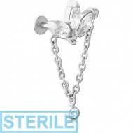 STERILE SURGICAL STEEL INTERNALLY THREADED JEWELLED MICRO LABRET
