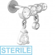 STERILE SURGICAL STEEL INTERNALLY THREADED JEWELLED MICRO LABRET