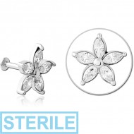 STERILE SURGICAL STEEL INTERNALLY THREADED JEWELLED MICRO LABRET