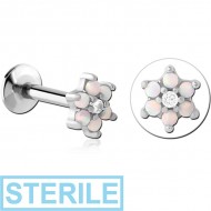 STERILE SURGICAL STEEL INTERNALLY THREADED MICRO LABRET SYNTHETIC OPAL