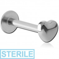 STERILE SURGICAL STEEL INTERNALLY THREADED MICRO LABRET WITH HEART