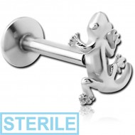 STERILE SURGICAL STEEL INTERNALLY THREADED MICRO LABRET WITH SALAMANDER PIERCING