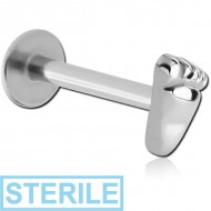 STERILE SURGICAL STEEL INTERNALLY THREADED MICRO LABRET WITH FOOT