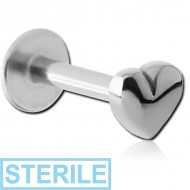STERILE SURGICAL STEEL INTERNALLY THREADED MICRO LABRET WITH HEART