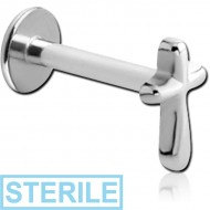 STERILE SURGICAL STEEL INTERNALLY THREADED MICRO LABRET WITH CROSS