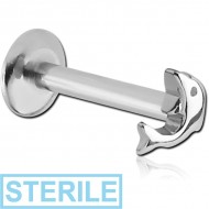 STERILE SURGICAL STEEL INTERNALLY THREADED MICRO LABRET WITH DOLPHIN