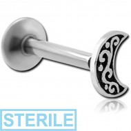 STERILE SURGICAL STEEL INTERNALLY THREADED MICRO LABRET - CRESCENT PIERCING