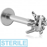 STERILE SURGICAL STEEL INTERNALLY THREADED MICRO LABRET WITH SPIDER