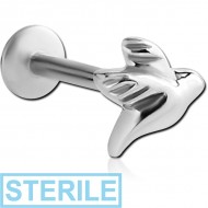 STERILE SURGICAL STEEL INTERNALLY THREADED MICRO LABRET WITH BIRD