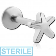 STERILE SURGICAL STEEL INTERNALLY THREADED MICRO LABRET WITH STARFISH