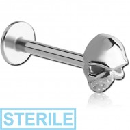 STERILE SURGICAL STEEL INTERNALLY THREADED MICRO LABRET WITH SKULL