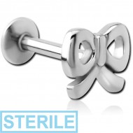 STERILE SURGICAL STEEL INTERNALLY THREADED MICRO LABRET - BOW TIE PIERCING
