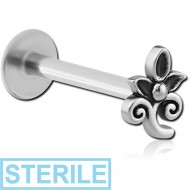 STERILE SURGICAL STEEL INTERNALLY THREADED MICRO LABRET - FLOWER